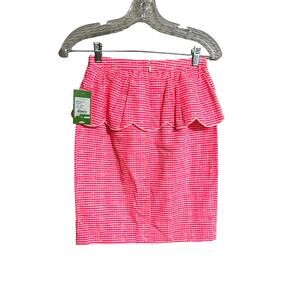 Lilly Pulitzer Thyme Skirt Fiesta Pink Pretty Gingham  0 NWT